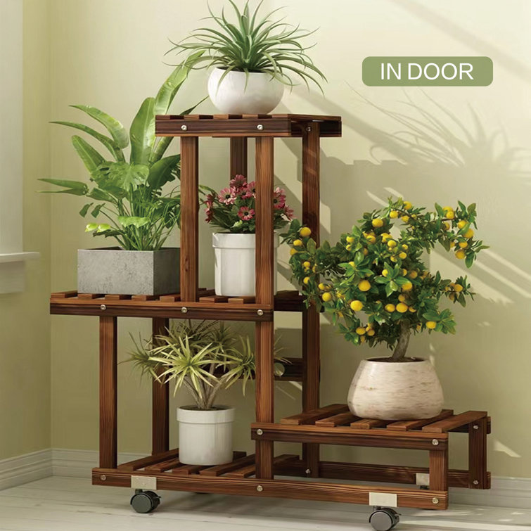 Arlmont & Co. Uzair Rectangular MultiTiered Solid Wood Plant Stand